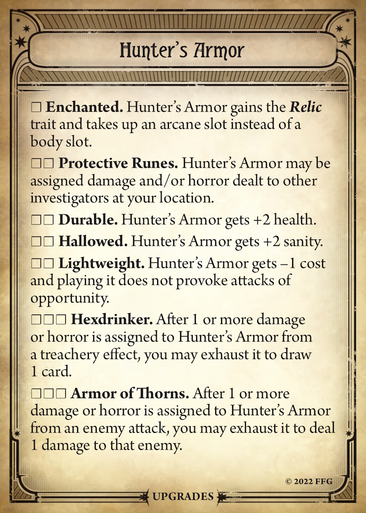 Hunter's Armor - Upgradesheet